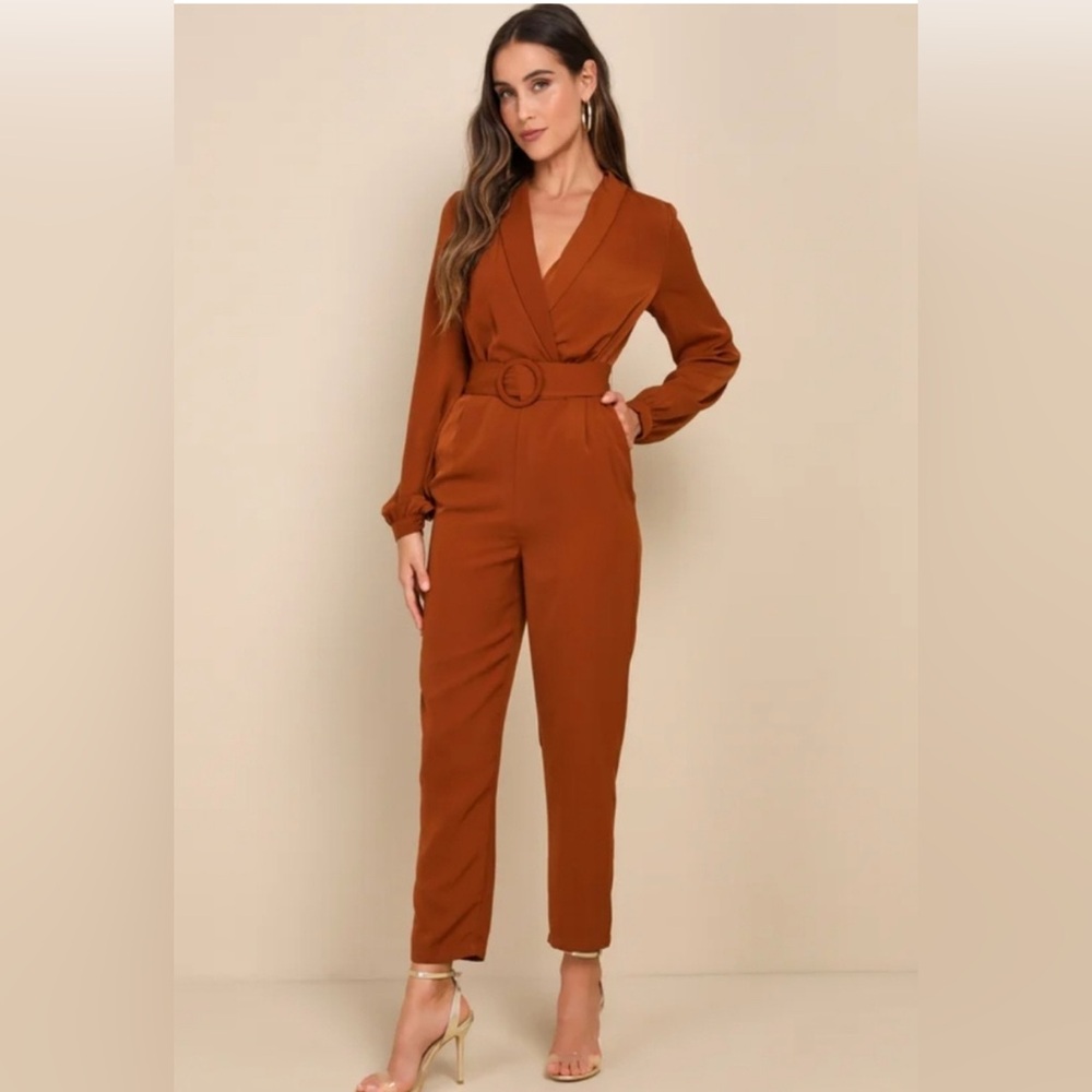 Lulu's rust pants jumpsuit